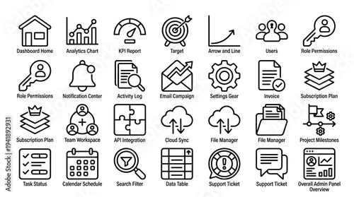 Set of business management icons vector