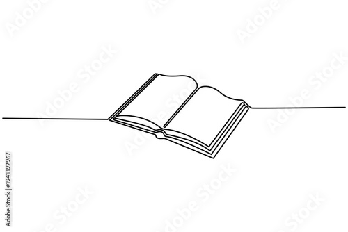 Book icon continuous one line drawing minimalist open book outline vector illustration isolated on white background education reading concept