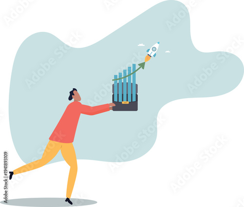 Exponential growth or compound interest, investment, wealth or earning rising up graph, business sales or profit increase.human life and situation.