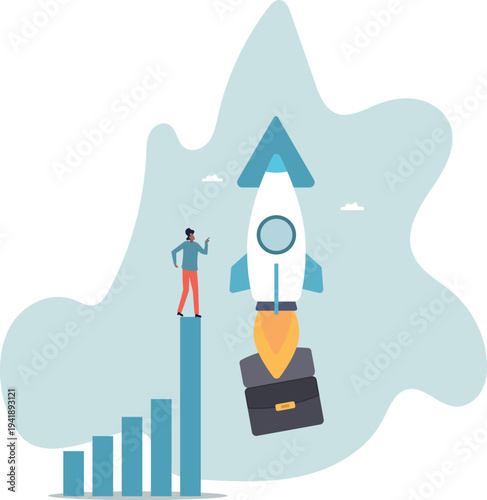 Boost rocket to business growing fast, investment growth, start or launch new business, innovation to boost success,human life and situation.