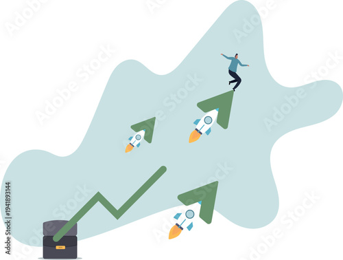 Investment growth boosting profit earning, increase market return or boost growth, growing fast, startup launch project or improvement .human life and situation.