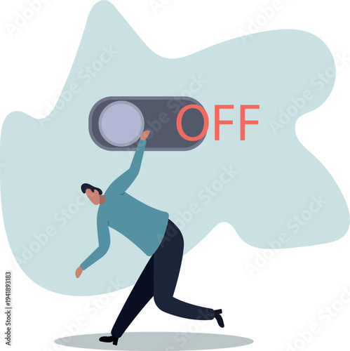 Switch off or turn off setting preference, analytics control panel or power shutdown electricity, saving energy and ecology.human life and situation.