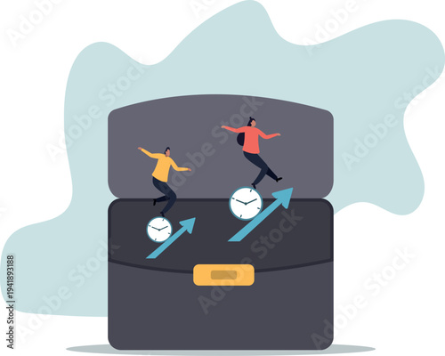 Time management, effort or efficiency boost, productivity to finish project, teamwork or planning, multitasking or finish work within deadline .human life and situation.