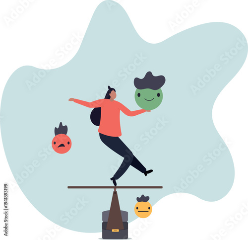 Emotional intelligence, balance emotion control feeling between work stressed or sadness and happy lifestyle.human life and situation.