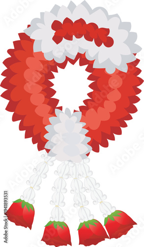 Scarlet Loop Garland Necklace with Floral Drops