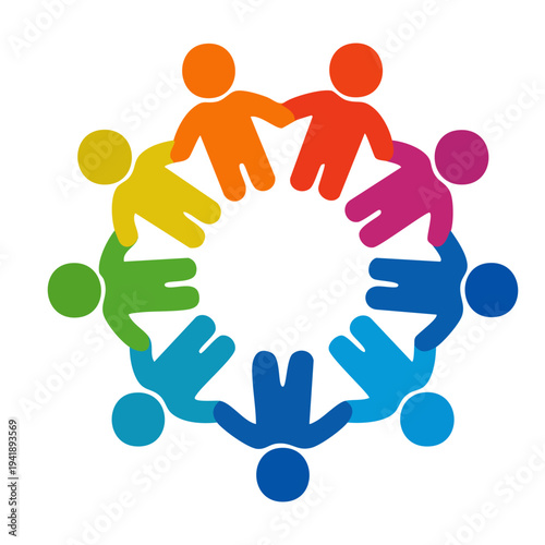 People Circle Unity Community Equality Minimal Line Vector Icon. Transparent.