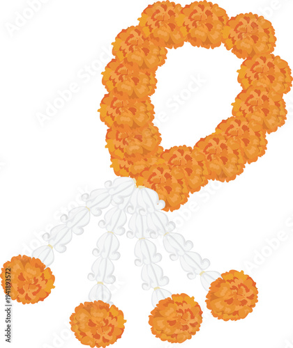 Marigold Heart Garland with Hanging Tassels