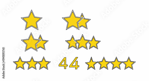 A collection of yellow stars, some grouped, alongside the number forty-four