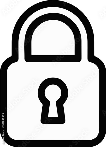 A black and white outline of a traditional padlock with a keyhole