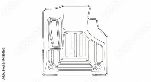 A contour outline of a vehicle's all-weather floor mat