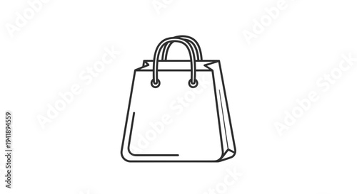 Simple line illustration of a handbag with handles, viewed from the front, showcasing a minimalist design.