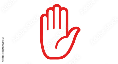 A red hand gesture illustration is shown in profile view.