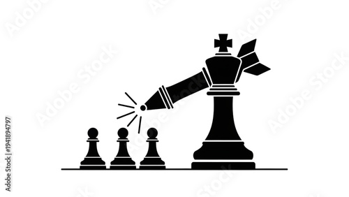 Chess King Silhouette Combined with Missile Shape, Concept of Military Power and Strategic Command.