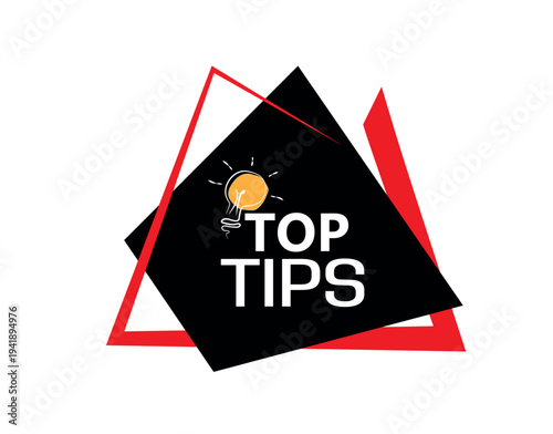 top tips sign on white background