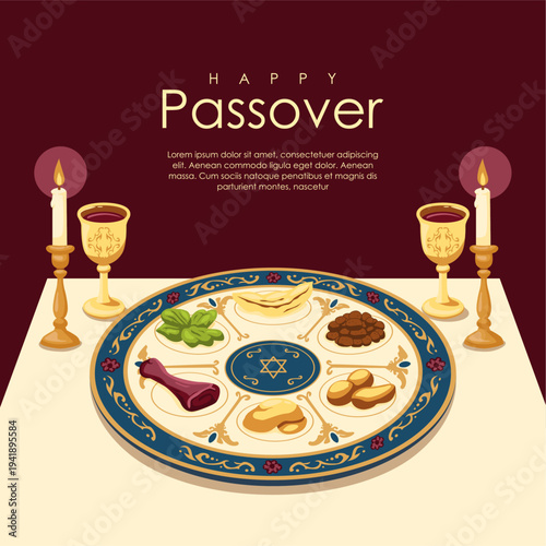 vector happy passover poster template