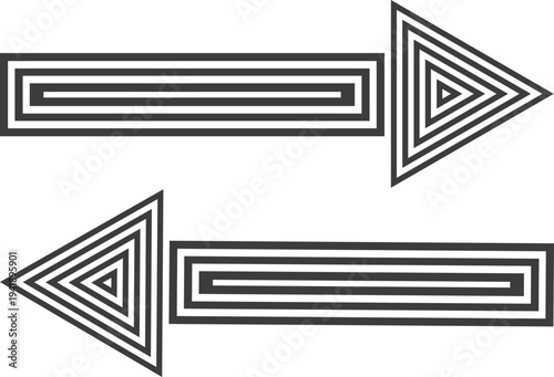 Two stylized arrows pointing opposite directions on gray checkered background