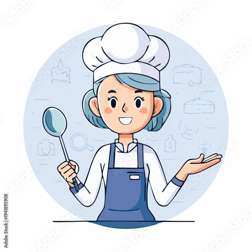 Chef holding a spoon.