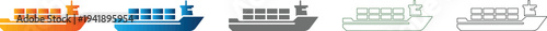 Cargo ship Flat Icon Set Symbol vector illustration