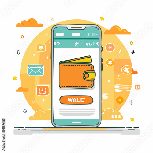 Smartphone with digital wallet on screen.