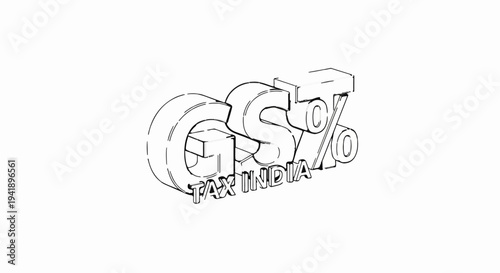 3D rendered GST tax emblem with "TAX INDIA" text below