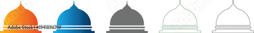 Mosque dome icon set, religious architecture symbol, flat design vector illustration