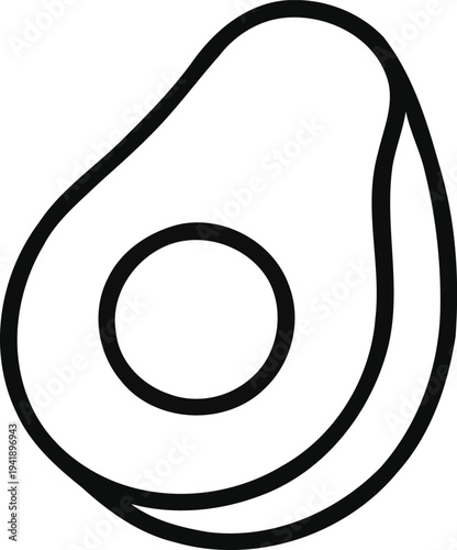 Minimalist avocado half outline icon