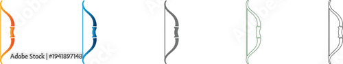 Archery Bow Flat Icon Set