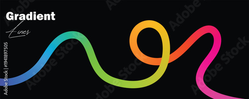 Vibrant gradient squiggles on black background