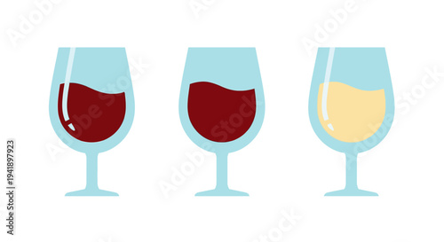 Colorful glasses of wine collection in minimalist style