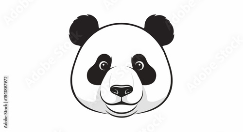 A close-up, front-facing, simple illustration of a panda's face