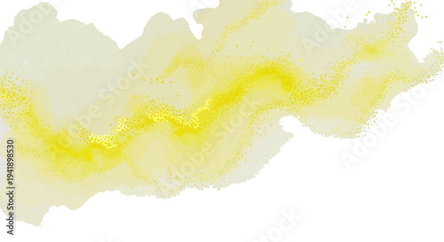 Abstract Yellow Watercolor Stain with Glitter Sparkle Effect Artistic Background and Texture
