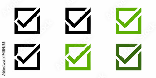 Six checkmark icons in varying colors and arrangements displayed neatly