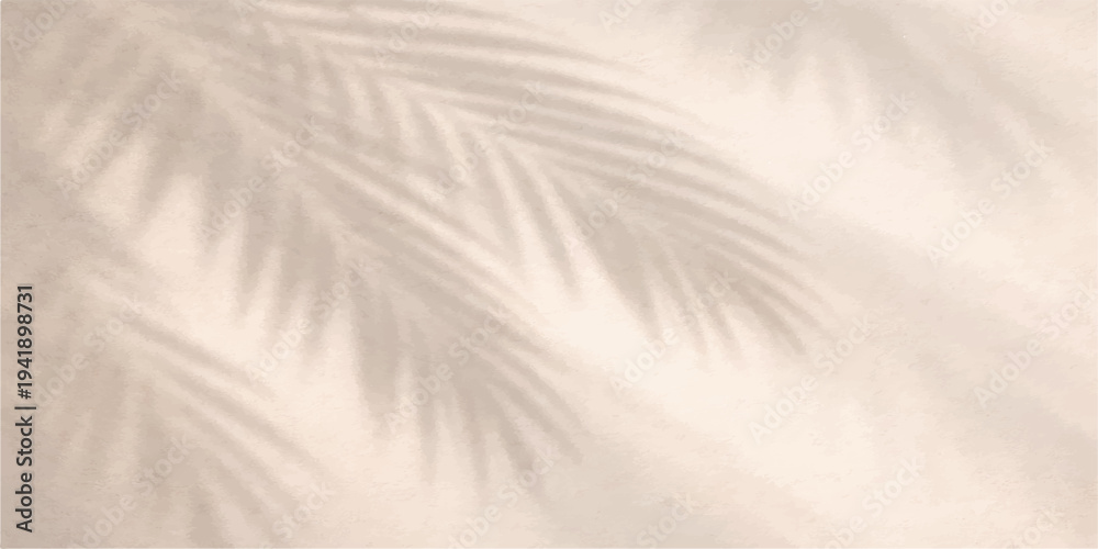 Obraz premium Shadowy Serenity: Soft light casts delicate shadows of palm fronds across a neutral surface, creating a tranquil and minimalist composition.