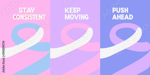 Motivational poster with pastel colors and encouraging text phrases