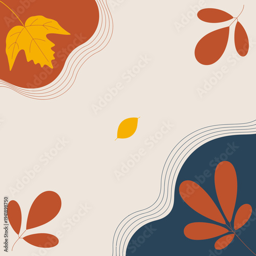 Abstract Autumn Leaves and Organic Shapes in Warm Tones