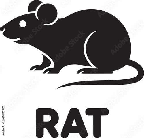 Rat rodent silhouette vector illustration for pest control wildlife design or biology project