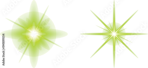 Abstract green shapes with radiating lines and blurred edges