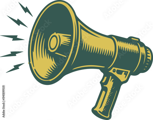 Retro Megaphone Announcing Important News Broadcast