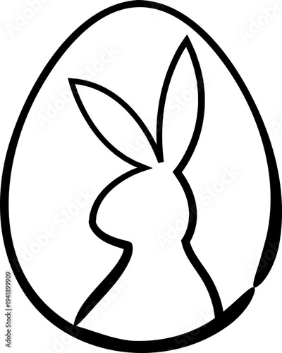 Hand-drawn spring bunny line art clipart.
Easter bunny doodle inside egg flat vector illustration.
Minimalist Easter bunny sketch design.
Transparent background. SVG.