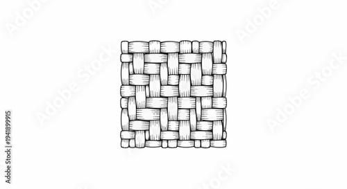 A black and white illustration of a woven basket pattern