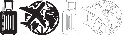 Vector icons of travel and transportation