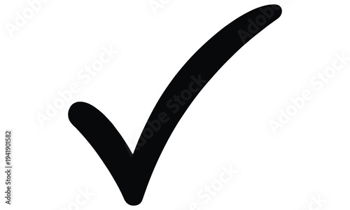 Simple black checkmark symbol on white background perfect for approval and confirmation vector graphic designs