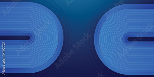 Quadro su tela Abstract blue glowing geometric lines on dark blue background