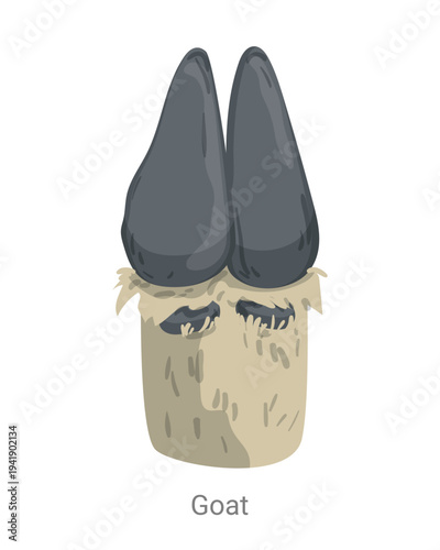 Cartoon vector illustration of a goat hoof showing the split hooves and leg section isolated on a white background for zoology or farm animal educational design.