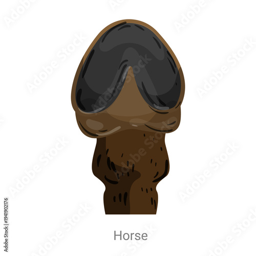 Cartoon vector illustration of a horse hoof showing the solid hoof structure and leg section isolated on a white background for farm or zoology education.