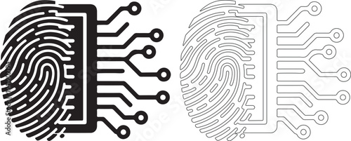 Fingerprint with circuit board design in black and white colors