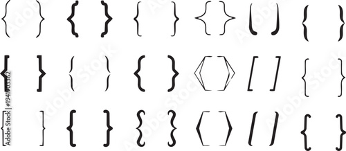 Embracing the Brackets: A minimalist compilation, showcasing a diverse set of brackets, each distinct in form, inviting exploration of their function and aesthetic nuances.