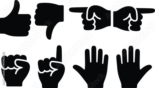 A collection of various hand gestures and symbols used in different contexts.