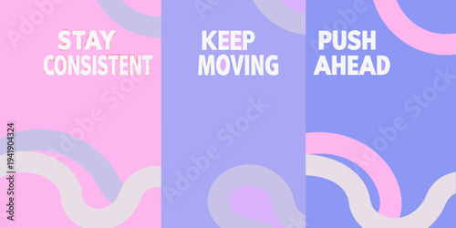 Motivational poster with colorful waves and positive affirmation phrases