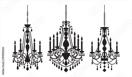 Vintage chandelier silhouettes decorative hanging light fixture set